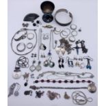 A collection of 925 silver and other jewellery, along with a hallmarked silver egg cup