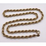 A 9ct gold rope chain (replacement clasp) total weight 10g