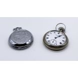A silver plated Symons & Sons, Launceston pocket watch with subsidiary second dial along with a