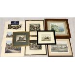 A collection of various prints etc including hunting scenes and local interest pictures