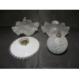 Three Edwardian light shades, along with one other
