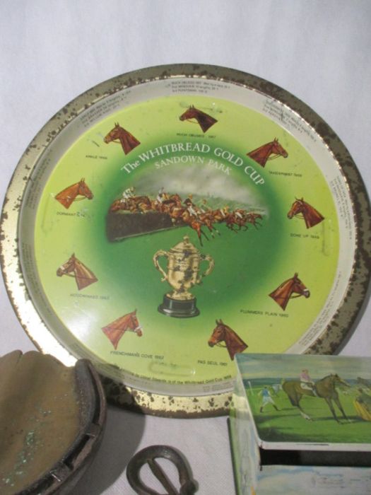 A collection of horse related memorabilia including a brass and iron ashtray formed as a hoof and - Image 2 of 20