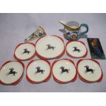 A collection of six matching Beswick tea plates, plus one larger depicting horses, along with a