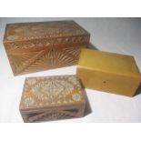 Three vintage wooden boxes