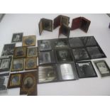 A collection of daguerreotype photographs, negatives on glass including Queen Victoria, Disraeli and