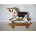 A wooden rocking horse