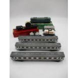A collection of Meccano Hornby-AcHO model railway including a Bo-Bo locomotive, three matching
