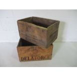 Two vintage wooden crates, one stamp marked with North American Cyanamid Limited Welland Works (High
