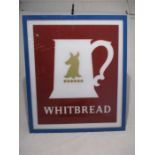 A Whitbread illuminated double-sided metal cased sign
