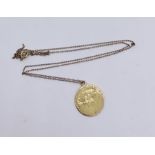 An 18ct gold St. Christopher on fine 9ct gold chain (A/F), total weight 3.7g