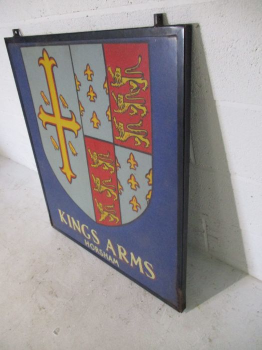 A metal framed double sided Kings Arms (Horsham) pub sign - Image 2 of 6