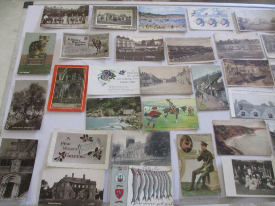 A collection of photographs, postcards etc including various postcards from Lyme Regis/Uplyme etc.