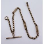 A 9ct rose gold watch chain, weight 15.3g