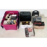 A collection of various power tools including sanders, angle grinders etc along with a box of