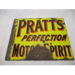 A Pratt's Perfection Motor Spirit double sided enamel sign - overall size 57cm x 46cm