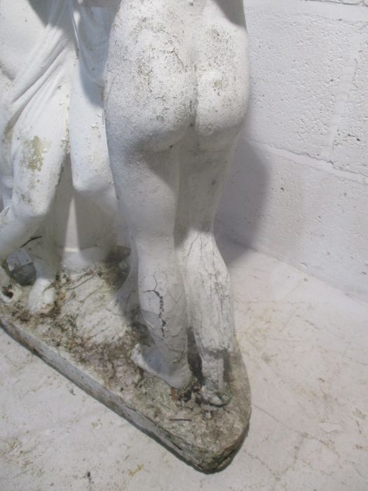 A painted concrete statue of three semi-nude ladies - height 82cm - Image 3 of 8