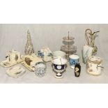 A collection of various china including a limited edition Lion Head vase commemorating Queen