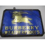 A double sided advertising glass sign "Burberry Weatherproofs" A/F