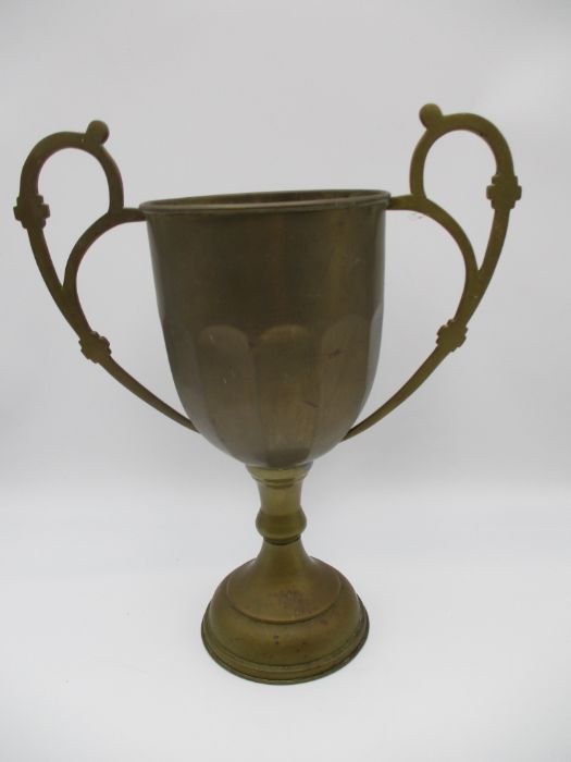 An antique brass trophy engraved with Maldive Ashes, along with a small collection of silver - Image 2 of 14