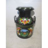 A vintage painted milk churn. Height approx. 53cm