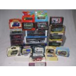 A collection of boxed die-cast vehicles including Lledo Days Gone, Corgi Classics, Atlas Editions