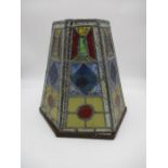 A vintage stained glass hexagonal hanging lightshade
