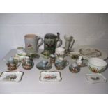 A collection of horse and hunting related china.
