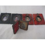 A Victorian Daguerreotype of a lady along with two pairs of printed miniature portaits
