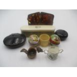 A collection of miscellaneous items including a tortoiseshell "Tabac" box ( A/F) religious figure