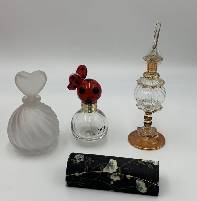 A collection of various items including three scent bottles, two vintage pairs of long gloves, a bag - Image 2 of 4