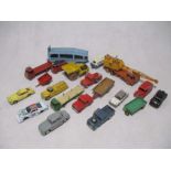 A collection of mainly Dinky & Corgi die-cast toy vehicles including a lorry mounted crane, car