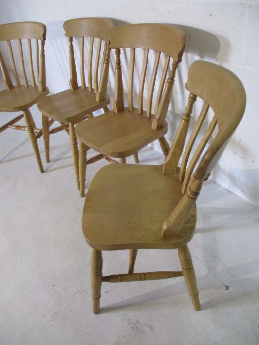 A set of four beech country chairs - Image 2 of 7