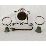 A small brass gong and two servants bells