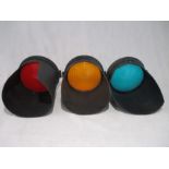 A set of traffic light lens with hoods