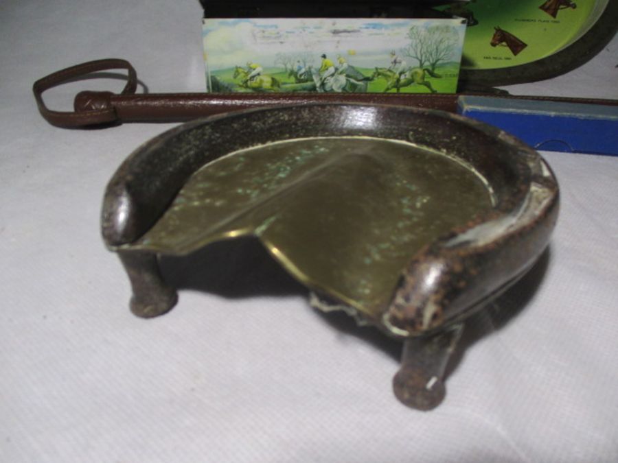 A collection of horse related memorabilia including a brass and iron ashtray formed as a hoof and - Image 13 of 20