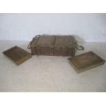 An ammo crate plus two wooden trays.