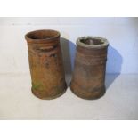 Two vintage terracotta chimneys