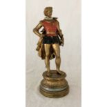 Spelter figure of 'Vasco de Gama' in original paint signed Guillot (Height 61cm)