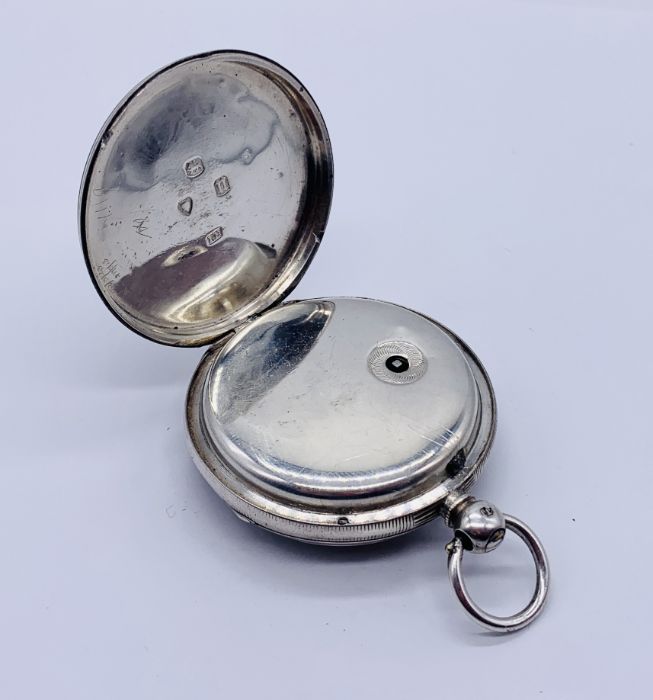 A hallmarked silver pocket watch with fusee movement. The chased silver dial with subsidiary - Image 4 of 4