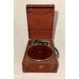 A vintage 1940's May-Fair Deluxe Wind-up Portable record player