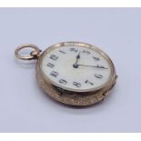 A 9ct gold fob watch - glass loose