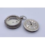 A hallmarked silver fob watch with chased silver dial- A/F