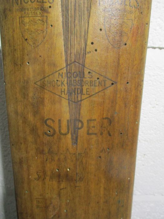 Two vintage cricket bats one is marked Nicolls and stamped J F Anderson, the other is a Gradidge, - Image 8 of 10