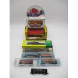 A collection of various boxed N Gauge model railway items including a Rivarossi "Milwaukee Road"