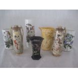 Three Portmerion vases, a Wade squirrel jug, Satsuma vases ( both A/F) etc.