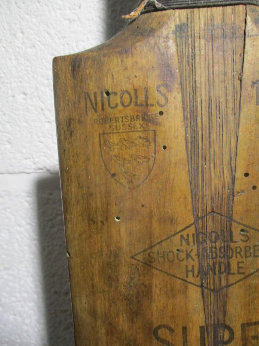 Two vintage cricket bats one is marked Nicolls and stamped J F Anderson, the other is a Gradidge, - Image 9 of 10