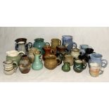 A large collection of studio pottery and stoneware jugs including Denby, Honiton pottery etc.