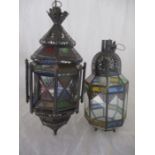 Two Eastern style lanterns with stained glass effect