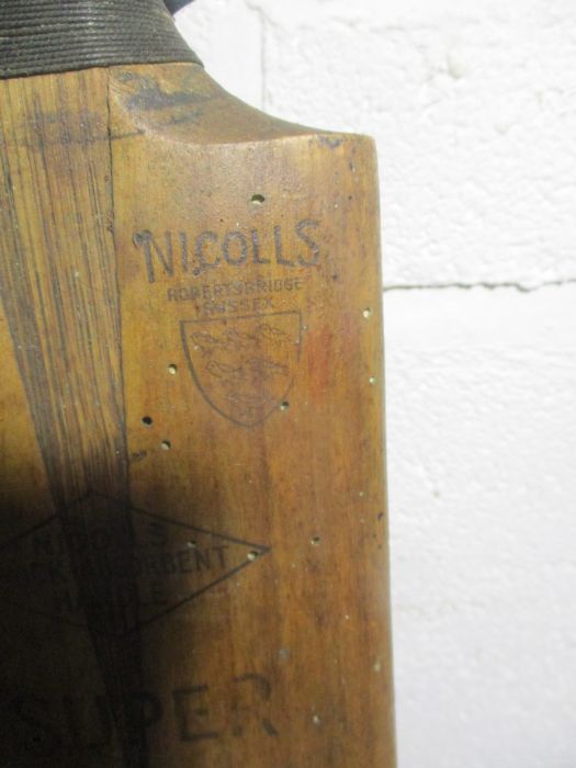 Two vintage cricket bats one is marked Nicolls and stamped J F Anderson, the other is a Gradidge, - Image 7 of 10