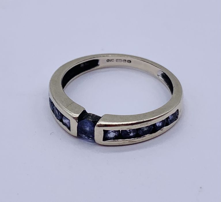 A 9ct gold and tanzanite half eternity ring - Image 2 of 3